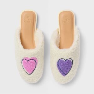 Roller Rabbit x Target Disco Heart House Slippers Cream Pink Purple Sz 9-10 NWT